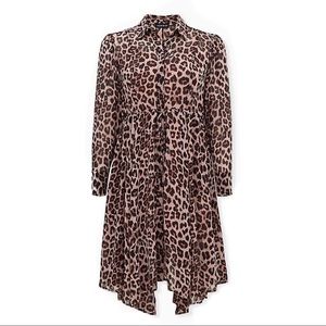 Torrid Leopard Chiffon Midi Shirt Dress Size 2